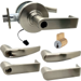 KIT - Grade 1 Electric Lock/Unlock (EL/EU) Storeroom, Cylindrical Lock, Athens Lever, 12/24VDC, Key in Lever, 6-Pin C145 Keyway (0-Bitted Brushed Chrome Cylinder 626), 2-3/4in Backset, UL, ANSI Strike, 619/US15 Satin Nickel