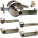 KIT - Grade 1 Entrance, Cylindrical Lock, Latitude Lever, Key-in-Lever Schlage Keyway, S123 Keyway (0-Bitted Brushed Chrome Cylinder 626), 2-3/4in Backset, UL, ANSI Strike, 619/US15 Satin Nickel