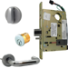 KIT - Electrified Mortise Lock, LNJ - LN Rose x J Lever, Fail Secure 24V, RX Request to Exit Switch, LA Keyway 1-Bitted, Grade 1, 626/US26D Satin Chrome