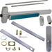 KIT - CD (Cylinder Dogging, Requires 1-1/4in Mortise Cylinder), SVR (Surface Vertical Rod) Grooved Exit Device, 990DT Dummy Pull Trim, Non-Handed, 48in x 84in, Grade 1, 628/US28 Satin Aluminum