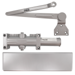 Heavy Duty Surface Door Closer, Heavy Duty Arm with Parallel Arm Bracket, Full Plastic Cover, Cast Aluminum, Adjustable Sizes 1-6, Double Heat-Treated Pinion, Through Bolt, Wood & Machine Screws, ADA, UL, Grade 1, 689/SP28 Painted Aluminum
