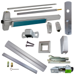 KIT - Less Dogging, SVR (Surface Vertical Rod) Grooved Exit Device, 990NL Nightlatch Trim, Less Bottom Rods, 48in x 84in, Grade 1, 628/US28 Satin Aluminum