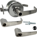 KIT - Grade 1 Double Cylinder Store Door Lock Armstrong Cylindrical Lever, Large Format IC 6-Pin Prep Less LFIC with Disposable Plastic Core, 2-3/4in Backset, ANSI Strike SA114, 626/US26D Satin Chrome