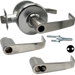 KIT - Grade 1 Double Cylinder Store Door Lock Newport Cylindrical Lever, Large Format IC 6-Pin Prep Less LFIC with Disposable Plastic Core, 2-3/4in Backset, ANSI Strike SA114, 626/US26D Satin Chrome