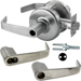 KIT - Grade 1 Entrance Newport Cylindrical Lever, Small Format IC 6/7-Pin Prep with Disposable Plastic Core, (Less SFIC Core), 2-3/4in Backset, ANSI Strike SA114, 626C/US26D Satin Chrome MicroShield Coating