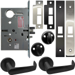 KIT - Electrified Mortise, Field Reversible - Fail Safe and Fail Secure, Newport Lever with A Rose Trim, Less 1-1/8 Mortise Cylinder, Handing is Field Reversible, ANSI Strike SS118, 622/US19/BSP Black Suede Powder Coat